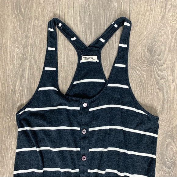 Aritzia TNA Striped Romper Playsuit jumpsuit Navy Blue Sleeveless Racerback XS - Picture 3 of 16
